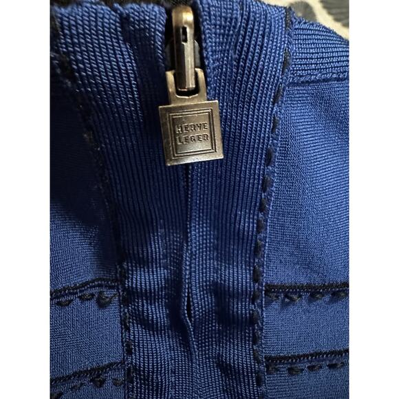 Hervé Léger Rare Reversible Blue/Black Bandage Dress No Size Tag Est. XXS/XS - Picture 6 of 9